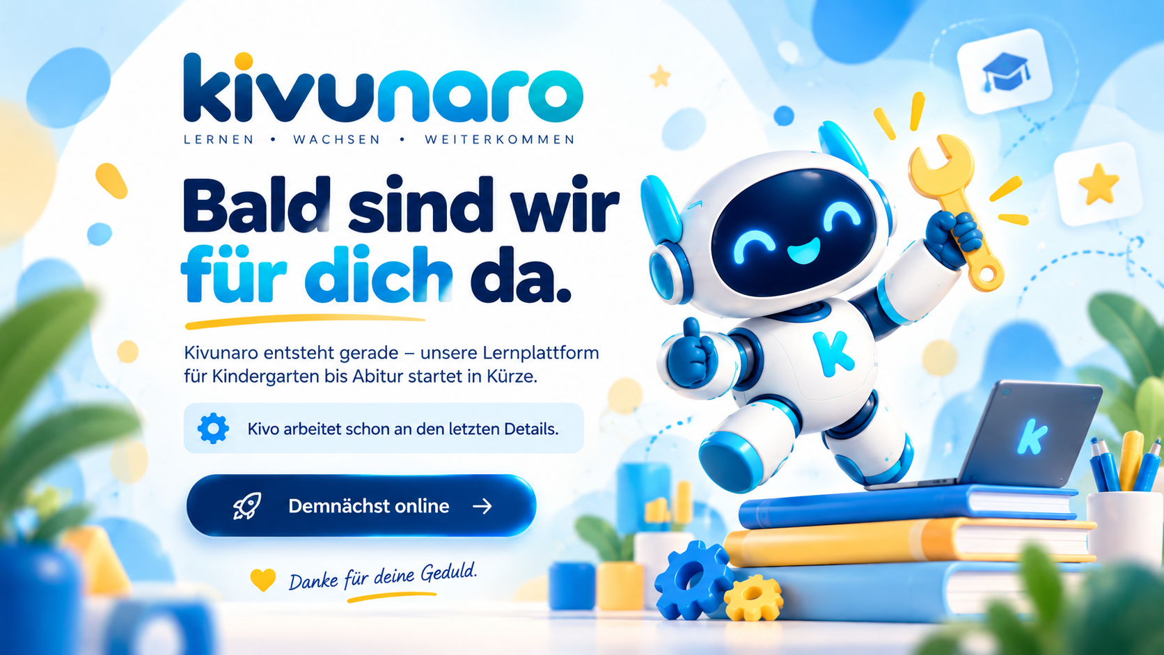 Kivunaro Coming Soon mit Roboter Kivo
